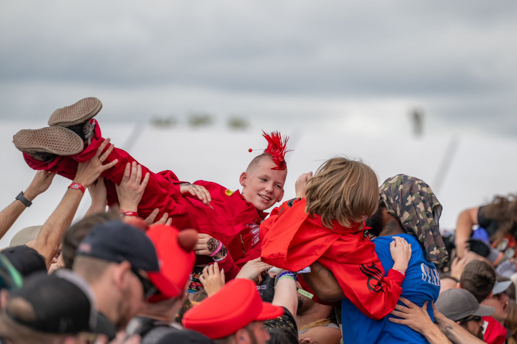 Crowd surfing at Day 1 of Louder Than Life Festival in Louisville